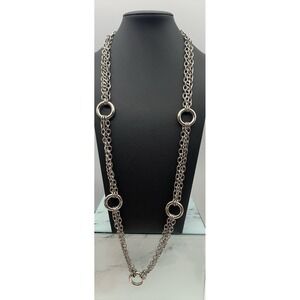 Edforce Stainless Steel Multi Layer‎ Long Circle Station Necklace 30"